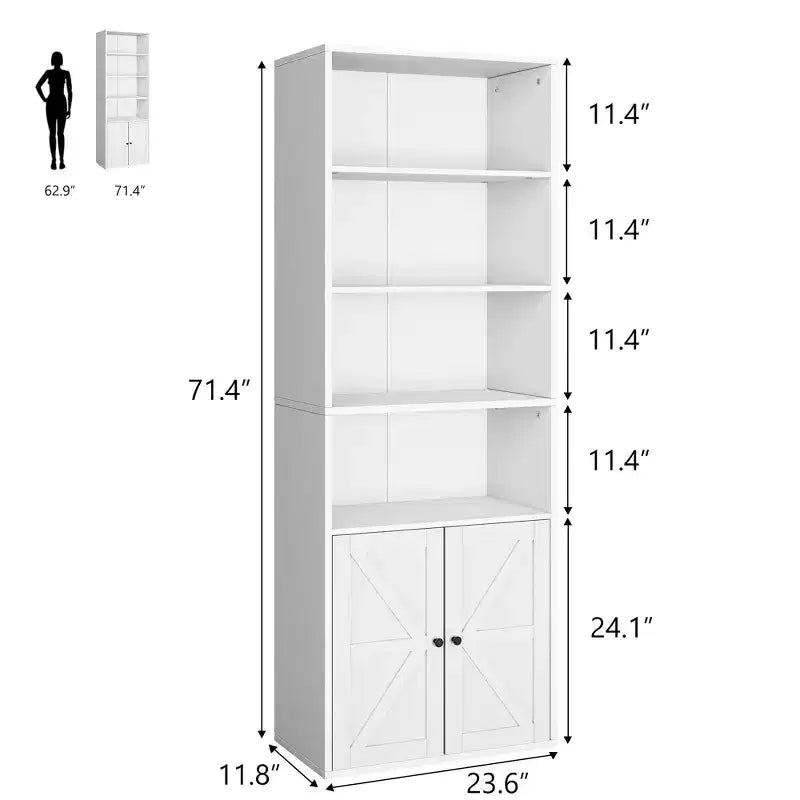 Étagère bibliothèque 6 niveaux style ferme avec tiroir, Organiseur de rangement étroit en bois et métal, Étagère de présentation de style industriel
