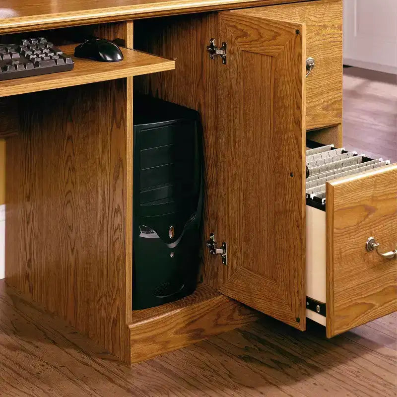 Bureaux de direction en bois marron avec tiroir universel