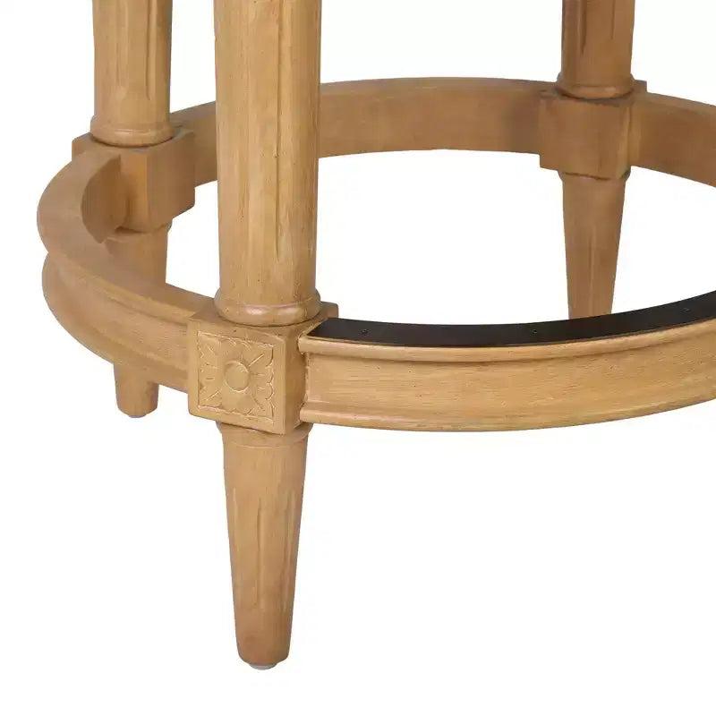 Chaise de bar pivotante à hauteur de comptoir en tissu beige et naturel et bois massif