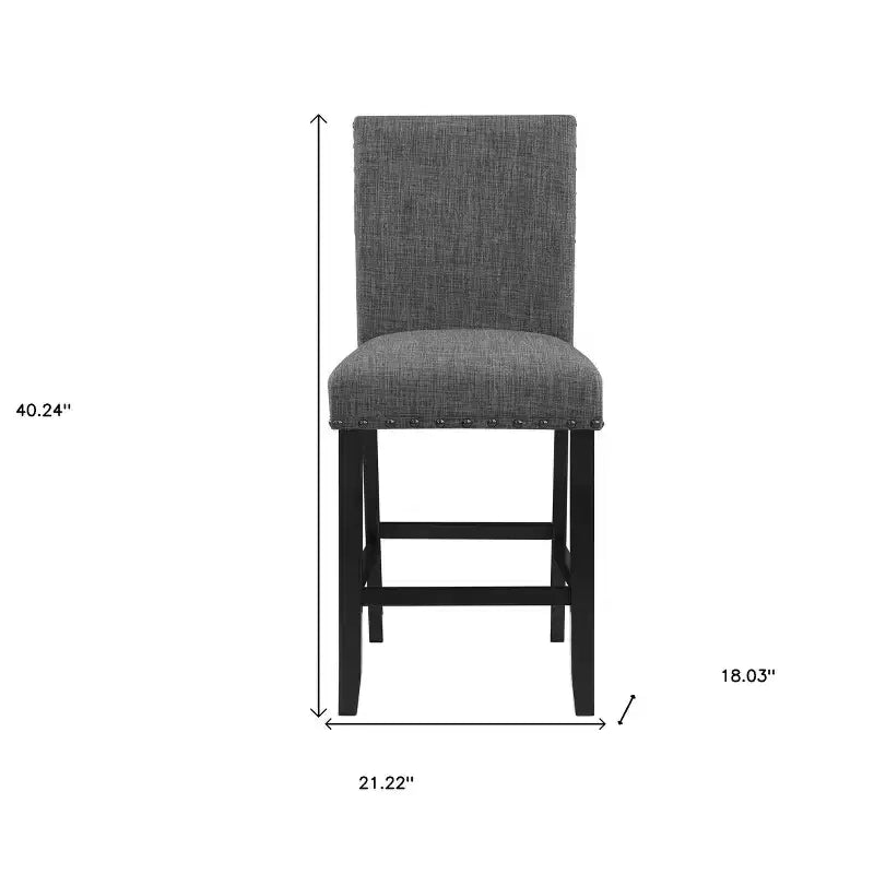 Chaise de bar hauteur comptoir en bois gris et noir et tissu