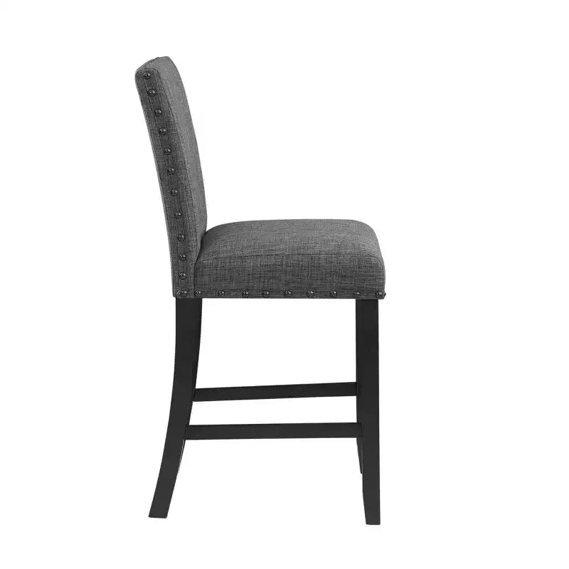 Chaise de bar hauteur comptoir en bois gris et noir et tissu