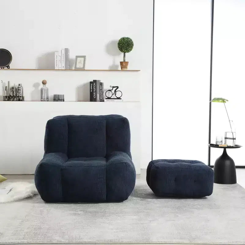 Pouf Poire Moderne en Velours Rembourré avec Repose-pieds