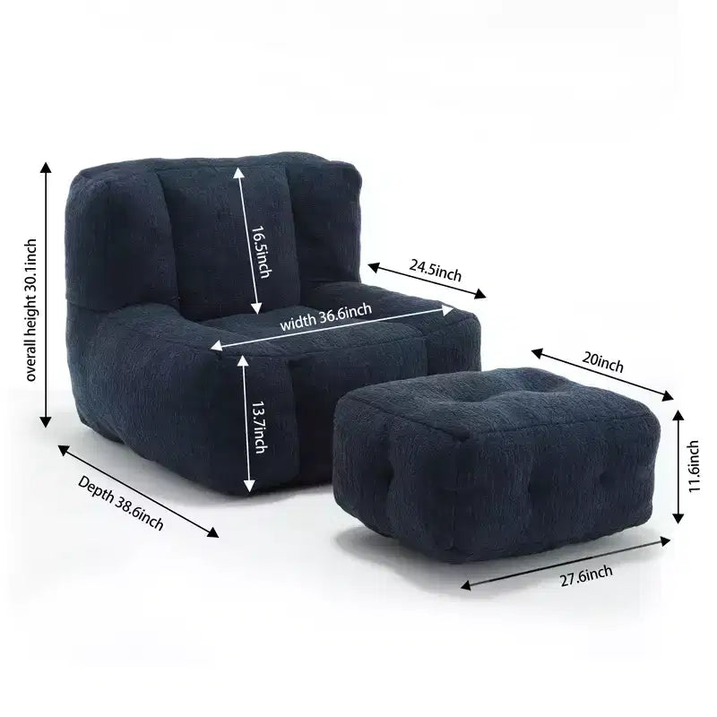 Pouf Poire Moderne en Velours Rembourré avec Repose-pieds