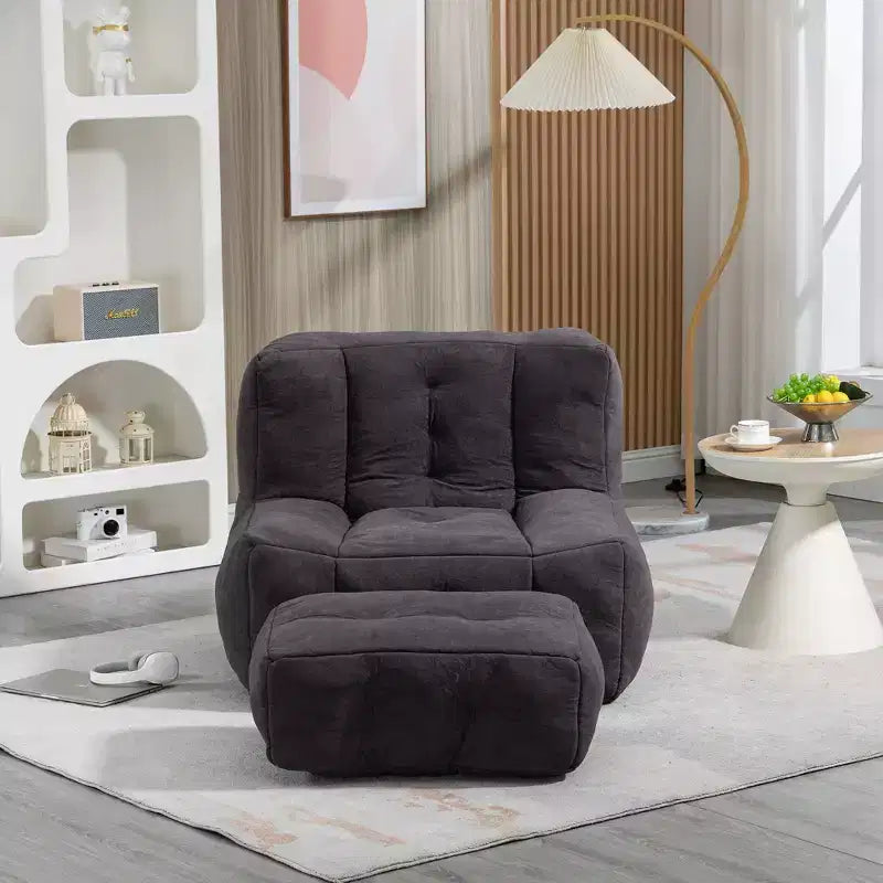 Pouf Poire Moderne en Velours Rembourré avec Repose-pieds