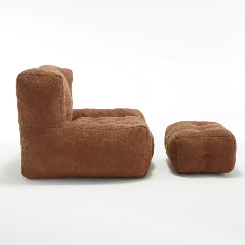 Pouf Poire Moderne en Velours Rembourré avec Repose-pieds