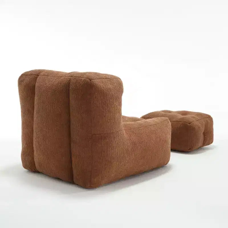 Pouf Poire Moderne en Velours Rembourré avec Repose-pieds