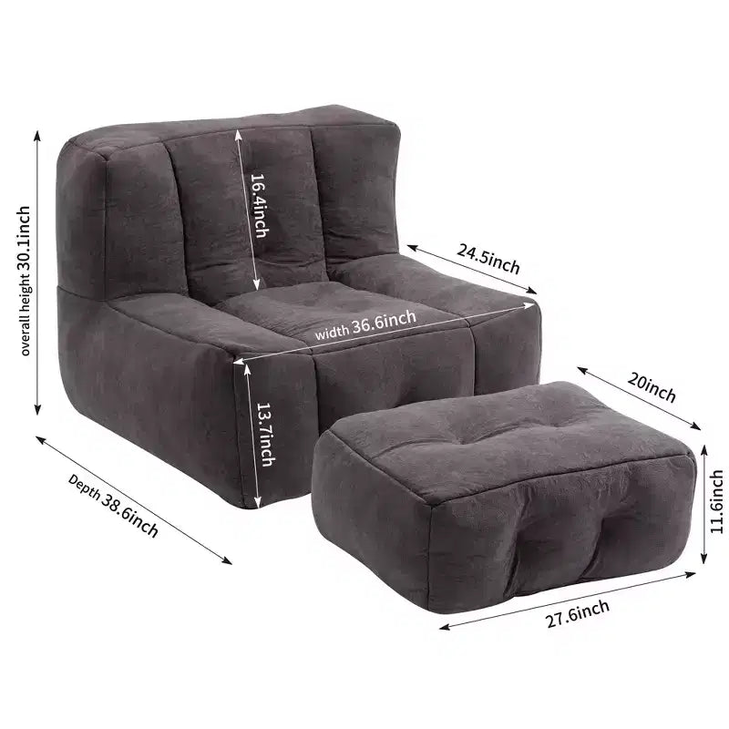 Pouf Poire Moderne en Velours Rembourré avec Repose-pieds