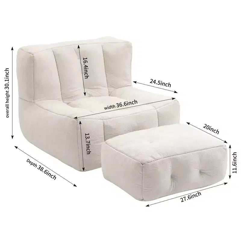 Pouf Poire Moderne en Velours Rembourré avec Repose-pieds