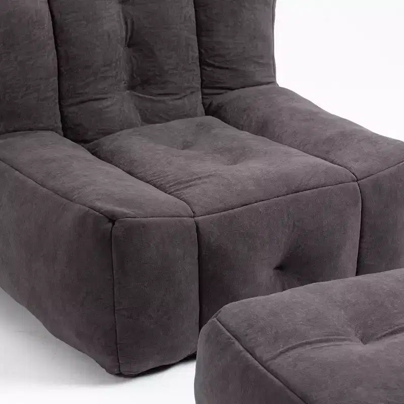 Pouf Poire Moderne en Velours Rembourré avec Repose-pieds