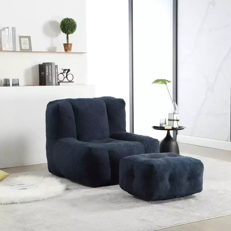 Pouf Poire Moderne en Velours Rembourré avec Repose-pieds