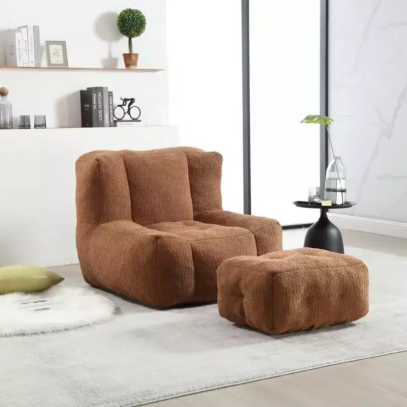 Pouf Poire Moderne en Velours Rembourré avec Repose-pieds
