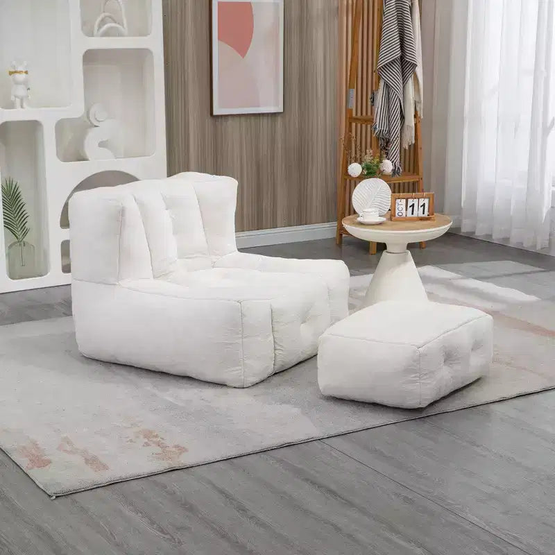 Pouf Poire Moderne en Velours Rembourré avec Repose-pieds