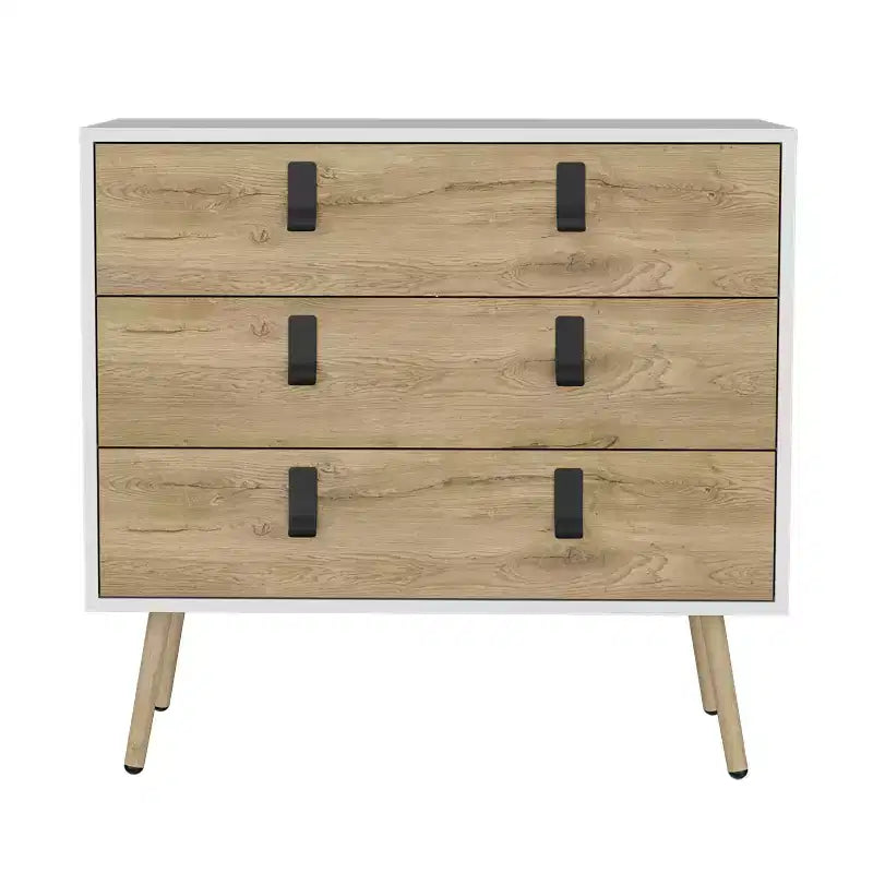 Commode à 3 tiroirs au design moderne avec pieds en épingle à cheveux en métal, armoire de rangement en bois, commode pour chambre à coucher, entrée
