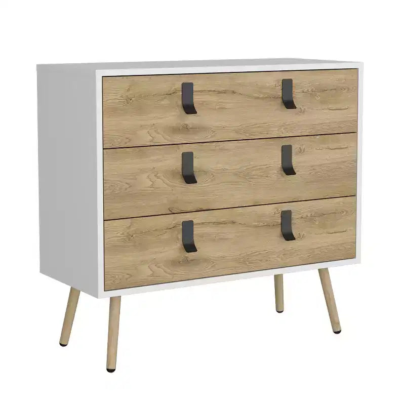 Commode à 3 tiroirs au design moderne avec pieds en épingle à cheveux en métal, armoire de rangement en bois, commode pour chambre à coucher, entrée