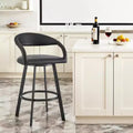 Tabouret de bar pivotant noir en similicuir et fer à dossier bas hauteur bar
