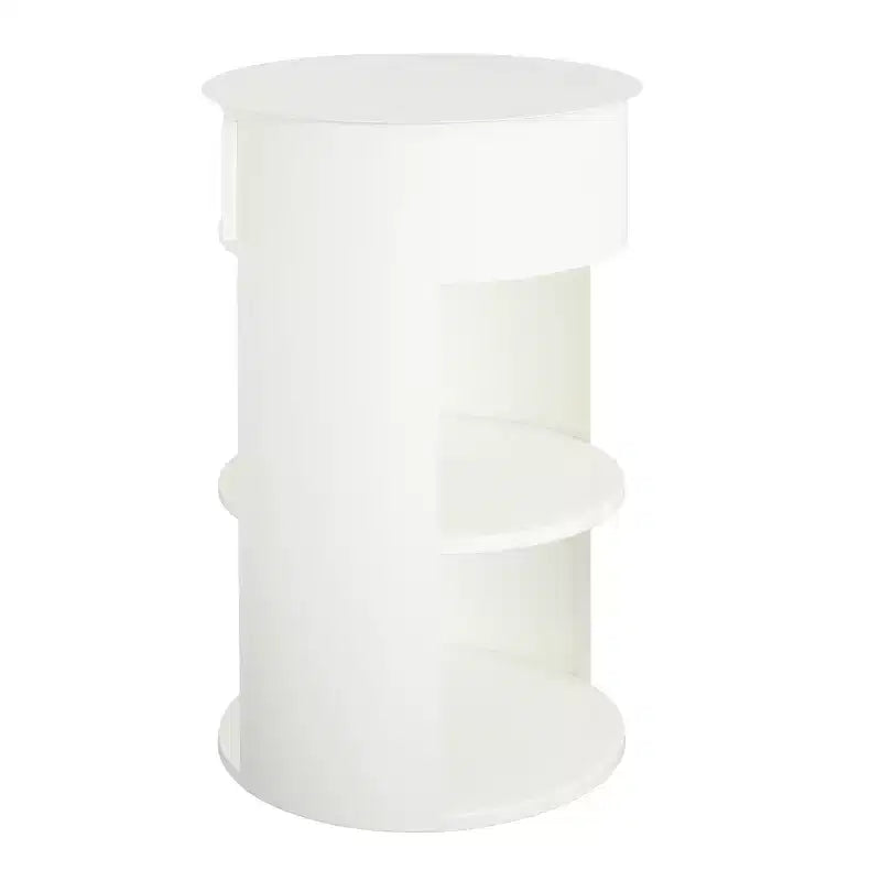 Table d'appoint ronde à 3 niveaux avec porte coulissante, style moderne
