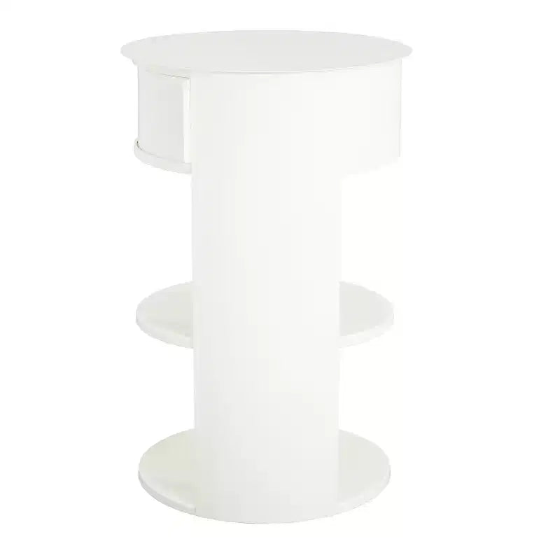 Table d'appoint ronde à 3 niveaux avec porte coulissante, style moderne
