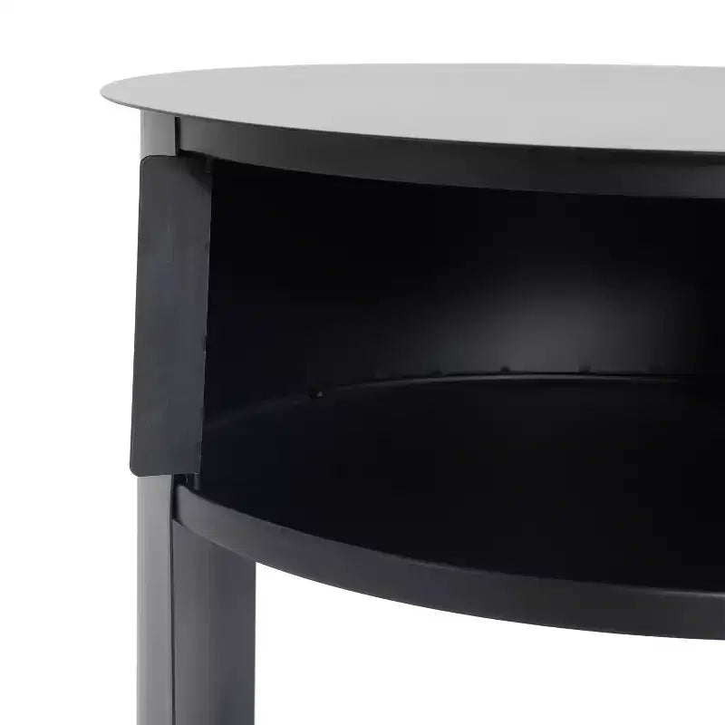 Table d'appoint ronde à 3 niveaux avec porte coulissante, style moderne