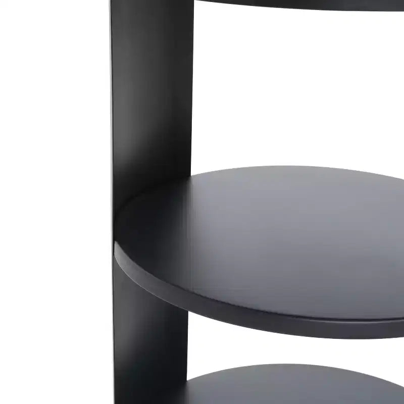 Table d'appoint ronde à 3 niveaux avec porte coulissante, style moderne