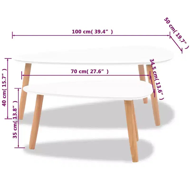 Table basse blanche En pin massif, MDF Moyennement résistant