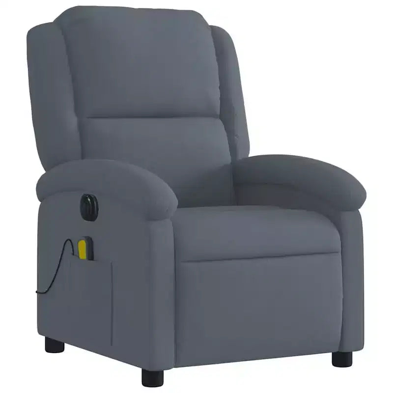 Fauteuil Inclinable de Massage Électrique - Velours Gris Foncé, Repose-Pieds/Dossier Réglable Automatiquement, Massage Vibrant à 6 Points, Pochette Latérale