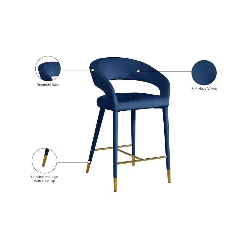 Tabouret en velours marine