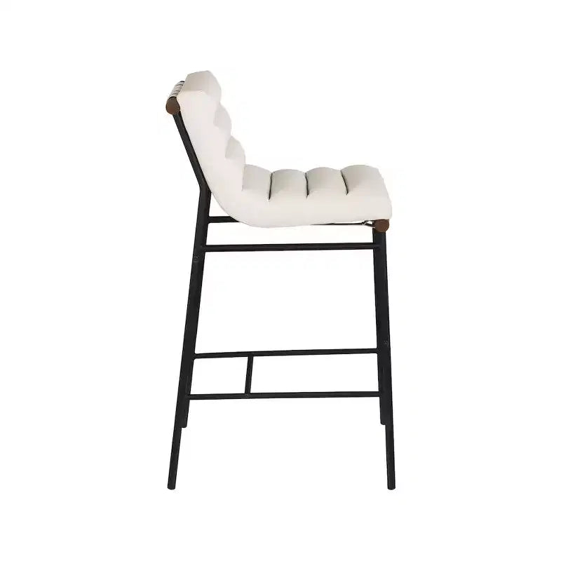 Tabouret de bar en similicuir végétalien crème