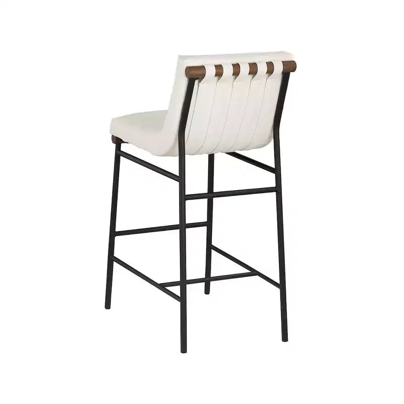 Tabouret de bar en similicuir végétalien crème