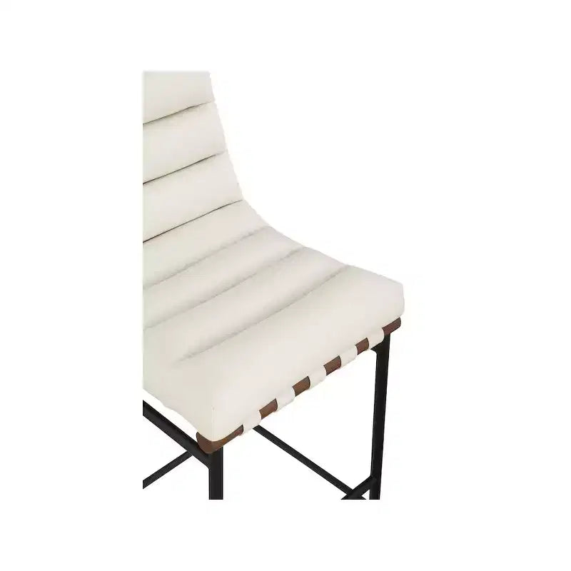 Tabouret de bar en similicuir végétalien crème