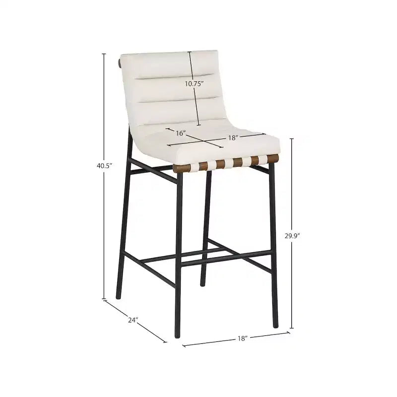 Tabouret de bar en similicuir végétalien crème