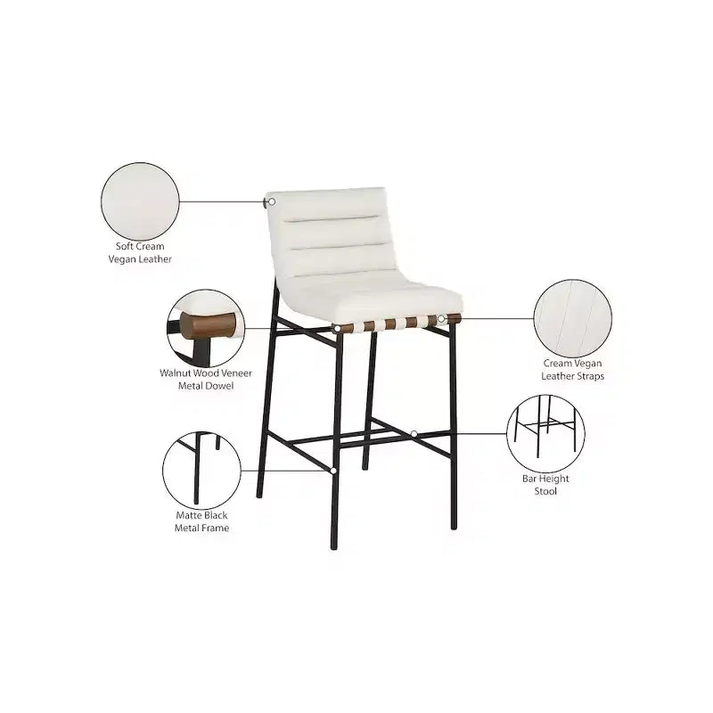 Tabouret de bar en similicuir végétalien crème