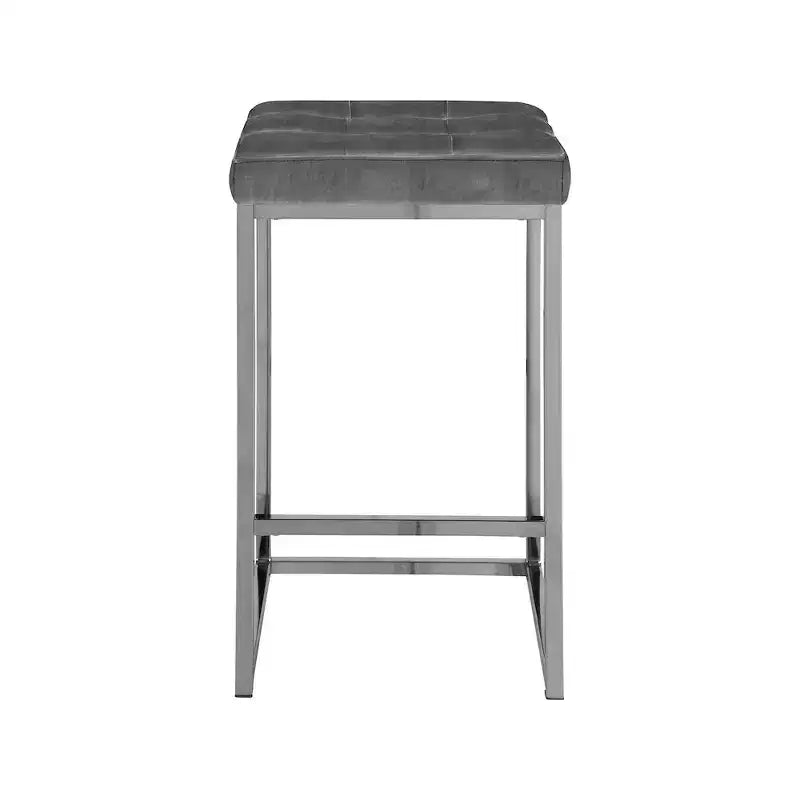 Tabouret en velours gris, lot de 2