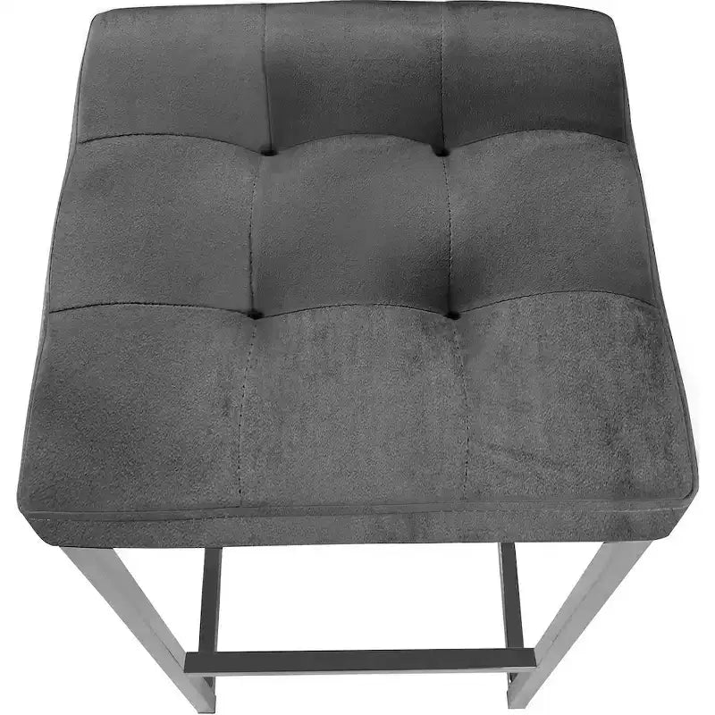 Tabouret en velours gris, lot de 2