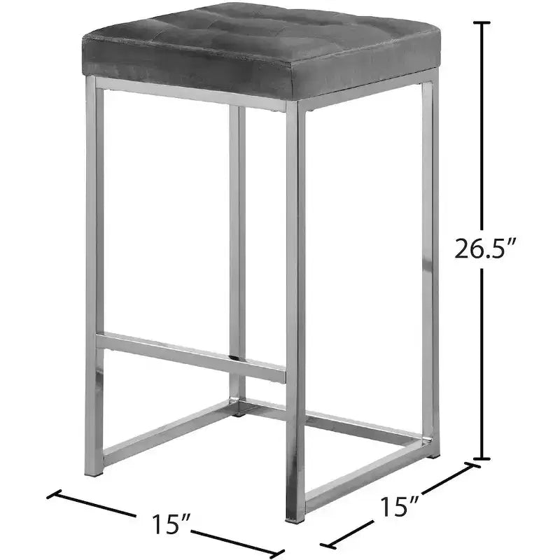 Tabouret en velours gris, lot de 2