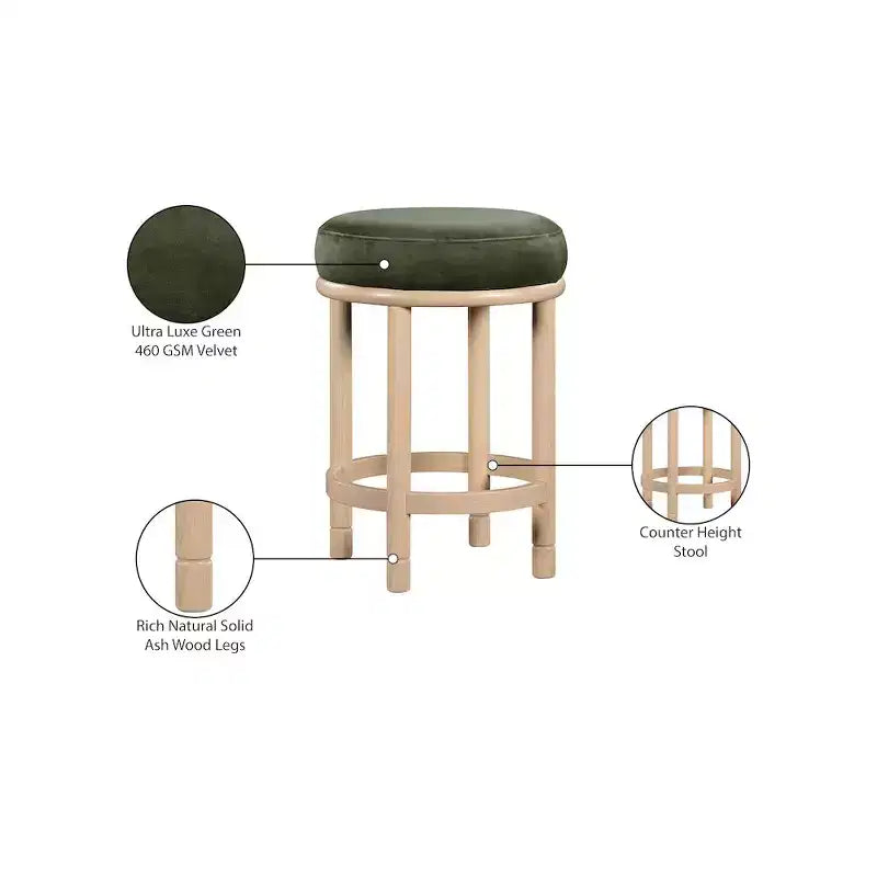 Tabouret de comptoir en velours vert