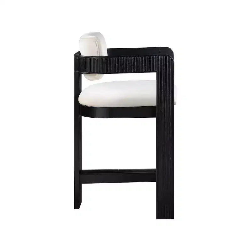 Tabouret en velours crème