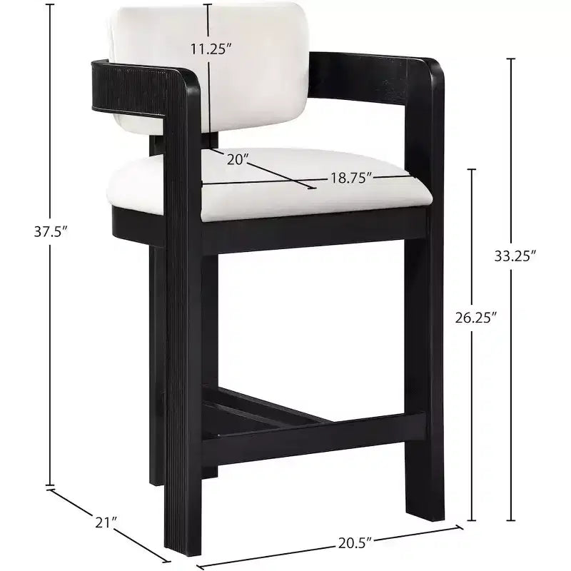 Tabouret en velours crème