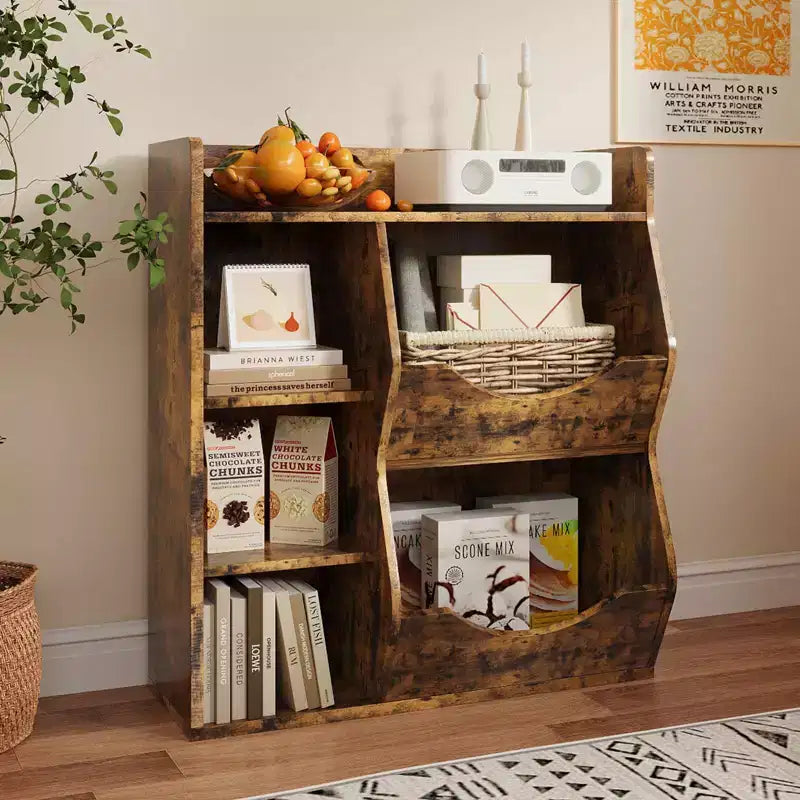 Étagère à livres 3 niveaux pour enfants - Présentoir à livres pour tout-petits pour salles de classe, salles de jeux Étagère à 5 compartiments et étagère à jouets pour chambre à coucher, salon