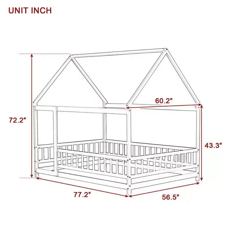 Lit en bois pour chambre complète avec cadres de sol, barrières de sécurité Blanches