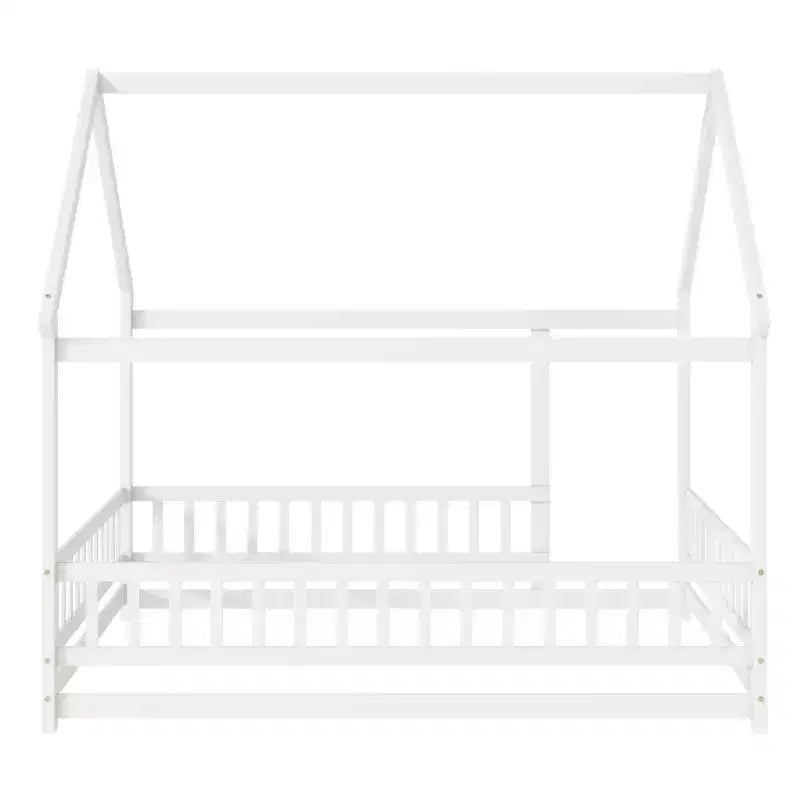 Lit en bois pour chambre complète avec cadres de sol, barrières de sécurité Blanches