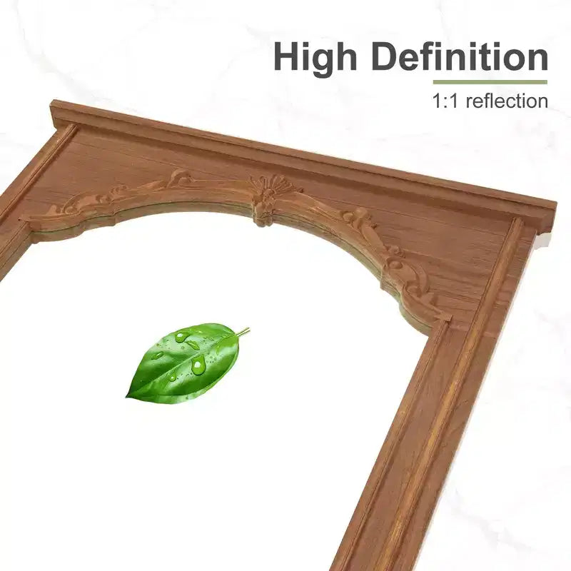 Miroir mural grand format en chêne, cadre en bois massif sculpté, miroir à poser