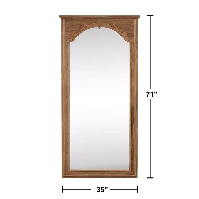 Miroir mural grand format en chêne, cadre en bois massif sculpté, miroir à poser