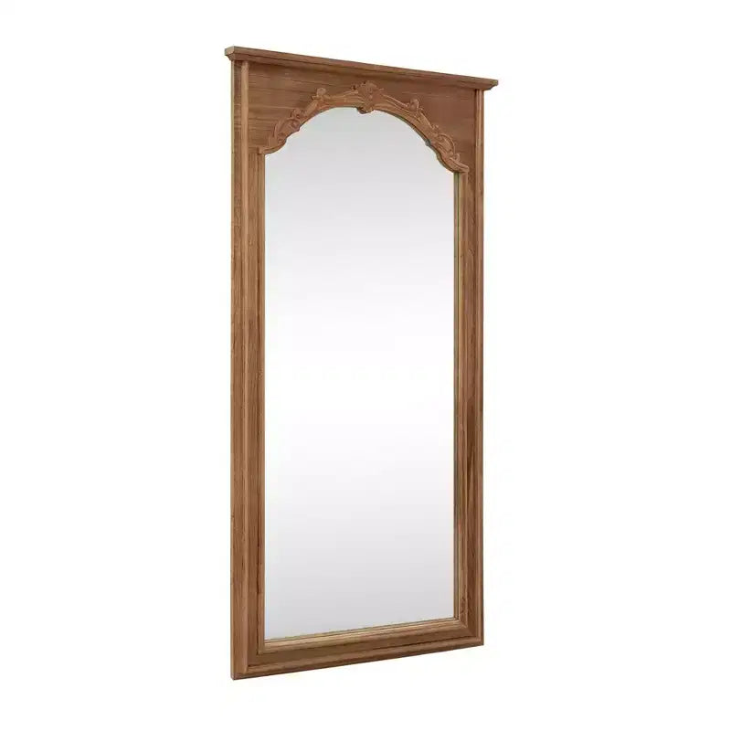 Miroir mural grand format en chêne, cadre en bois massif sculpté, miroir à poser