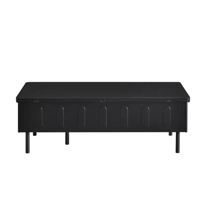 Table basse moderne avec tiroir en rotin et rangement double niveau, table basse de salon à 2 étagères