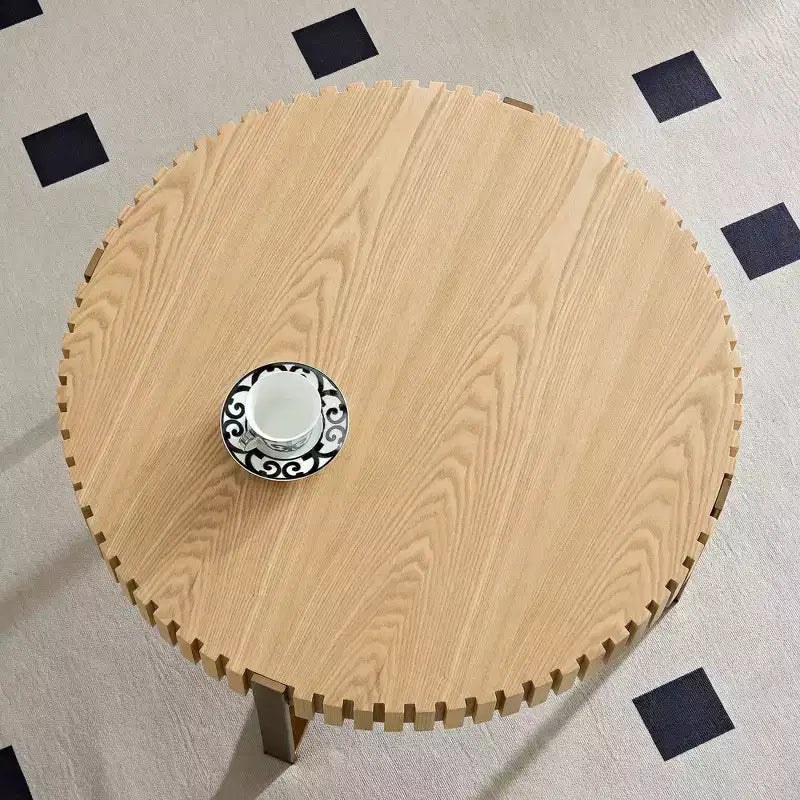 Table basse ronde moderne en bois fabriquée à la main, 80 cm de long avec piédestal robuste, table d'appoint peu encombrante pour petit salon ou bureau