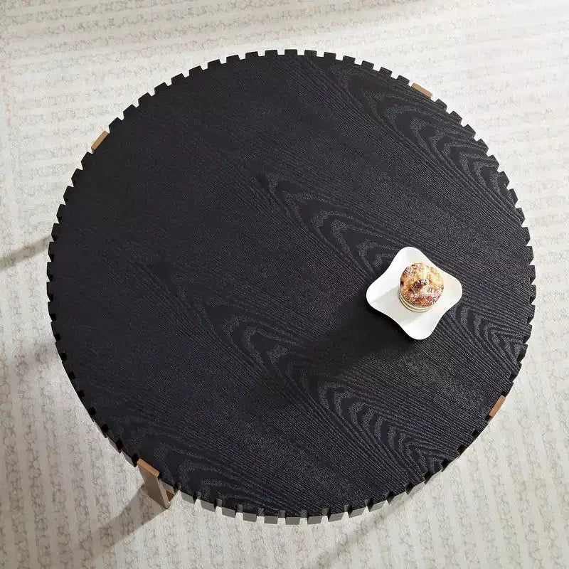 Table basse ronde moderne en bois fabriquée à la main, 80 cm de long avec piédestal robuste, table d'appoint peu encombrante pour petit salon ou bureau