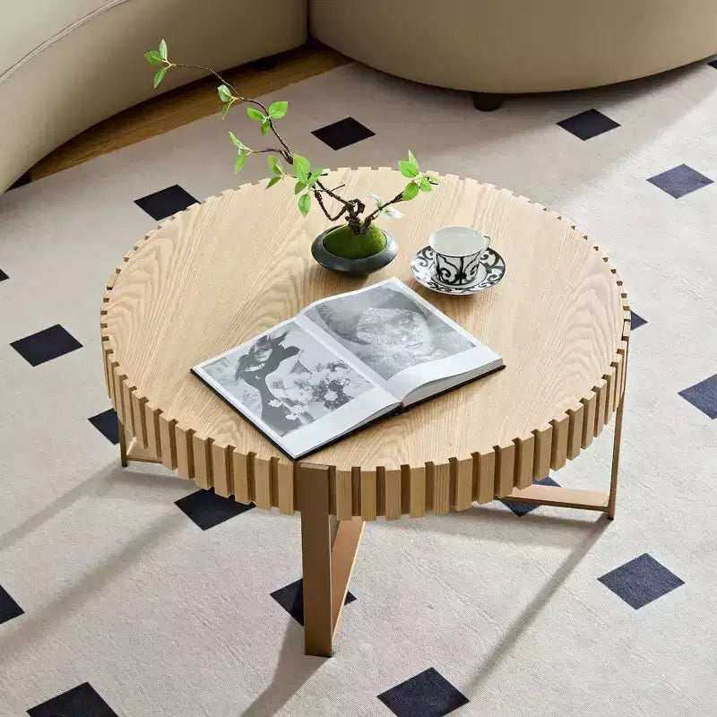 Table basse ronde moderne en bois fabriquée à la main, 80 cm de long avec piédestal robuste, table d'appoint peu encombrante pour petit salon ou bureau