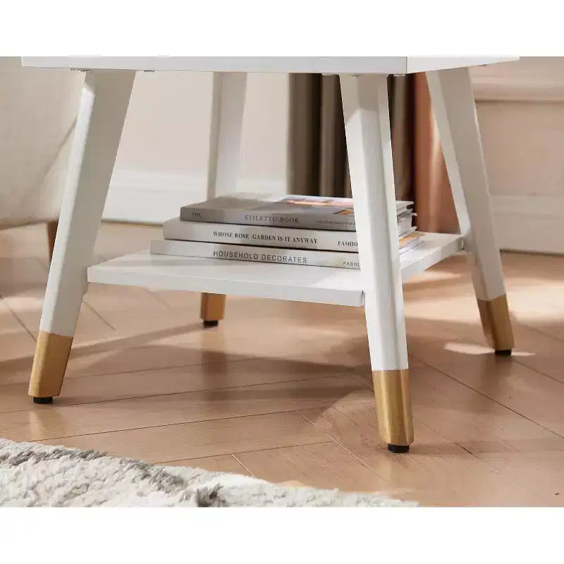 Table d'appoint rétro avec prises, ports USB et tiroir de rangement
