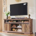 Meuble TV pour téléviseurs de 80 pouces avec porte coulissante, étagère réglable et rangement, console média moderne de 81 cm de haut pour salon