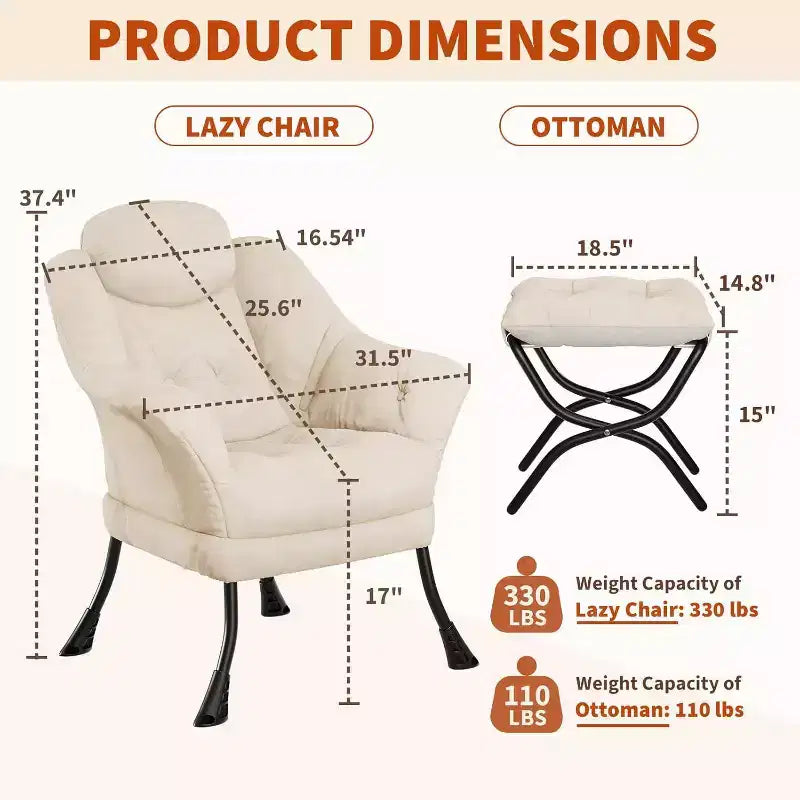 Fauteuil d'appoint confortable en velours pour adultes, fauteuil de lecture ergonomique avec accoudoirs rembourrés, repose-pieds pliant, poche latérale, rose, gris